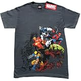  : MARVEL COMICS "GOTH GROUP" Charcoal Cotton Tee Licensed