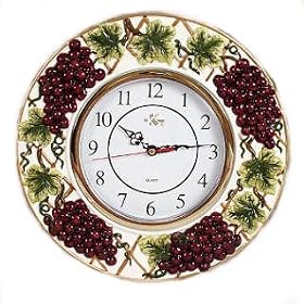 Wine Grapes Decorative Novelty Fruit Fruity Themed Wall Clock Kitchen Home Decor Vineyard Theme Purple Shape Shaped New