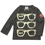 《H28秋冬物》 CHANNEL(チャンネル) 天竺メガネPt長袖Tシャツ 120cm/チャコール NO.CN-6404