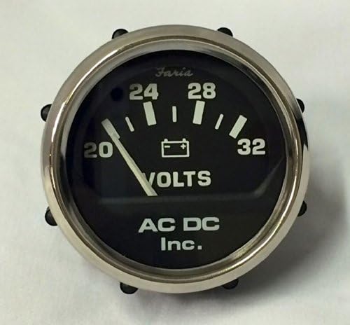 FARIA VOLTMETER GAUGE AC DC MARINE, MADE IN USA MARINE GAUGES 20-32 VDC