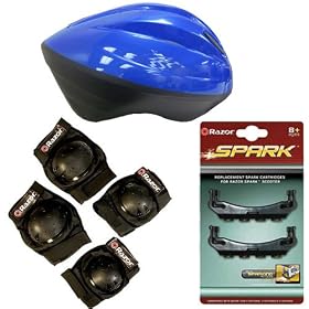 Razor Spark Scooter Blue Youth Accessory Bundle (Fits Recommended Ages 8-14) by 