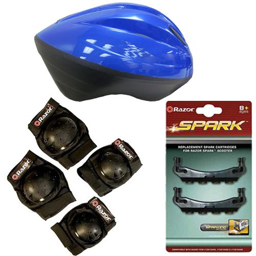 Razor Spark Scooter Blue Youth Accessory Bundle (Fits Recommended Ages 8-14)