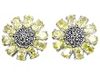 Sterling Silver Earrings with Marcasite and Peridot CZ - 22mm