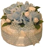 Onesie Pie Blue Roses - Dots Diaper Cake Baby Shower Centerpiece Gift Basket