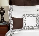 White and Chocolate Hotel Spa Embroidery Collection 300TC Sheet Set - King Size