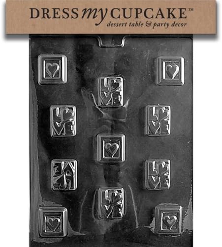 Dress My Cupcake DMCV008SET Chocolate Candy Mold, Love Squares, Set of 6