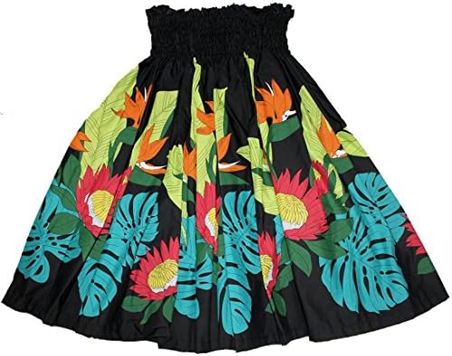Hawaiian Pa'u Hula Skirt Colorful Black Hawaii Flower