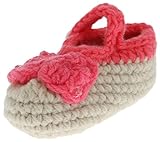 C-Princess 赤ちゃんシューズ11CM ハンドメイド手編みニットベビー靴0-18ヶ月ベビーに オールシーズン対応 軽量タイプ 毛糸 鈎針編みベビーシューズ 女の子用可愛いフール真珠と蝶結びデコ