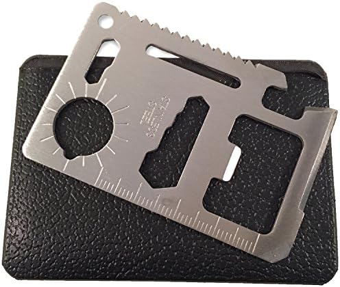 Magnesium Fire Starter and Credit Card Tool - Camping or Emergency Survival Gear - Red