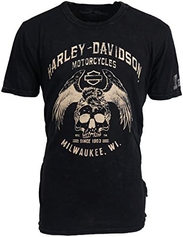 H-D Overseas Tour Eagle Skull Black Label T-Shirt Men's, Medium, Black