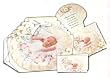 12 Baptism Bomboneiras, Ribbons, Party Favors, and Invitations with Envelopes - Baby Girl with Guardian Angel, in Spanish