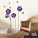 O'plaza ® Purple Violet Flowers with Butterflies Nature Scenery Wall Sticker/decals/decor Wallpaper wall art Mural Art Decor