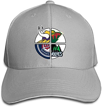Hotboy19 Adult Minnesota Sports Logo Mixed Sandwich Bill Baseball Cap Ash