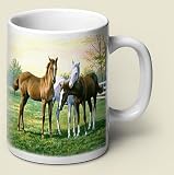 Coffee Mug ~ Yearlings / Horses ~ large 14 oz capacity ~ one ceramic mug ~ code 692