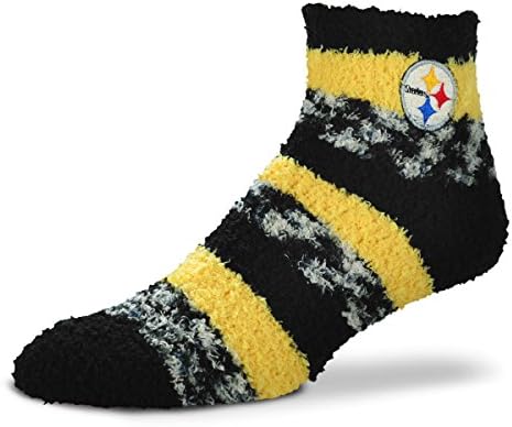 For Bare Feet NFL RMC Pro Stripe Fuzzy Sleep Socks-One Size Fits Most-Pittsburgh Steelers