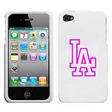 APPLE IPHONE 4 4G PINK LA DODGERS OUTLINE SYMBOL ON A WHITE HARD CASE COVER