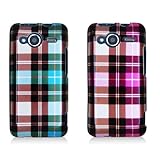 HTC Evo Shift 4G - TWO (2) Design Hard Plastic Skin Case Covers (Blue Check ....