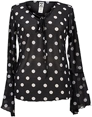 Romeo 4 Ever Women's Tunic Blouse X-Large Black / White Polika Dots