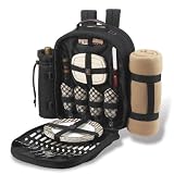 London Picnic Basket Backpack for 4 with Blanket
