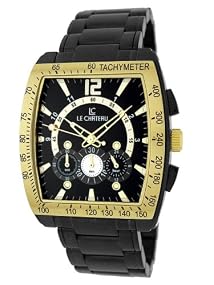Le Chateau Black IP Watch w/Chrono & Military time "Sports Dinamica" Collection #5409MCHR