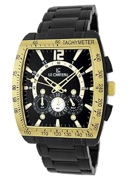 Le Chateau Black IP Watch w/Chrono & Military time "Sports Dinamica" Collection #5409MCHR