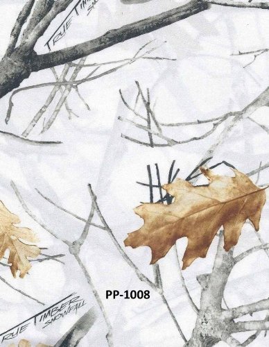 True Timber Bridal White Snow Snowfall Camo Camouflage Satin Fabric Print by the Yard