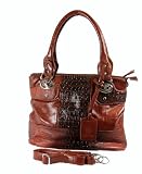 Dark Brown Croc Crossbody Shoulder Bag for Azpen Dual Boot 10.1 inch Tablet Perfect Promotion Gifts for Her (B041)