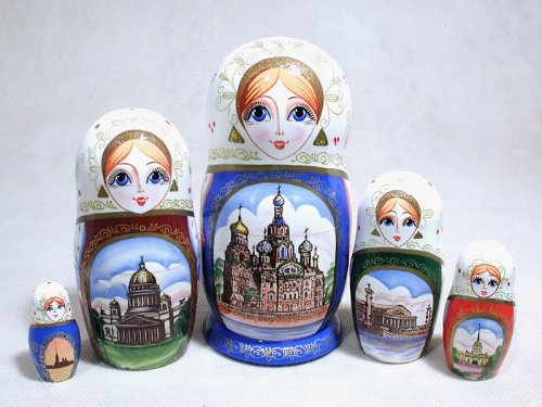 Childrens Toyshop  Toys : White Nights Russian Nesting Doll 5pc./6"