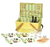 True Fabrications Picnic Set (includes 4 plates, 4 glasses, 4 napkins, 12 pcs cutlery, cheese board, cheese knife, corkscrew, and salt/pepper shakers)