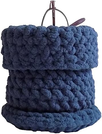 Trine Hand Crocheted Soft Eyeglass Basket - Upright Standing Eyeglass Case or Eyeglass Holder for Desktop, Nightstand, and Countertop - Country Blue