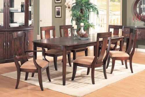 7pc Broadway Cherry Finish Solid Wood Dining Table & Chairs Set