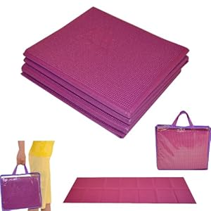 Khataland YoFoMat - Best Travel Yoga Mat - Extra Long 72, 1/6 Thick -Foldable to 12x10x3, Magenta - Eco Friendly, Free From Phthalates and Latex