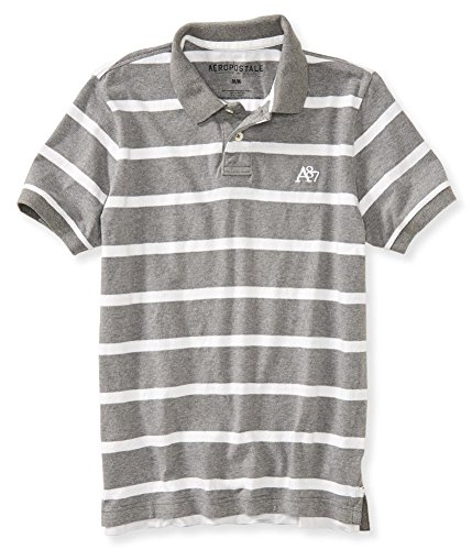 Aeropostale Mens A87 Striped Rugby Polo Shirt