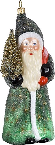 Ino Schaller Evergreen Beaded Santa Blown Glass Ornament By Joy to the World Ino Schaller Evergreen Beaded Santa Blown Glass Ornament By Joy to the World