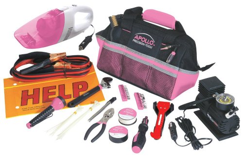 Apollo Precision Tools DT0515P 54 Piece Roadside Tool Set, Pink