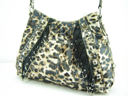 Kathy Van Zeeland Boom Shaker Hobo Handbag Purse ~ Natural Leopard In Color