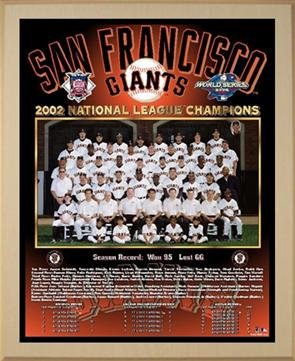 Maple 11x13 2002 National League Champions San Francisco Giants Championship Team Photo Plaque