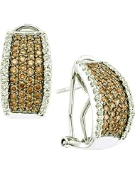 1.51 Carat (ctw) 14k White Gold Round White & Brown Diamond Ladies Fashion Earrings