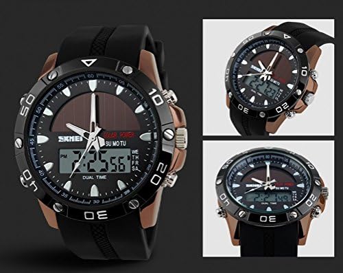 Free2mys Men's Waterproof Solar Power Dual Time Quartz Watch Sport