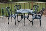 Cast Aluminium Garden Furniture Set Round 90cm table Antique Verdigris 5pc