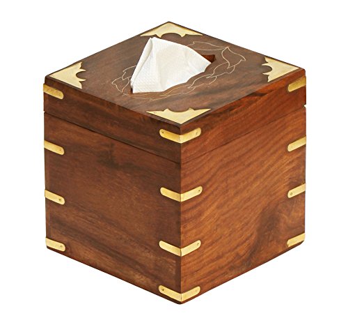 #1 Tissue Box Cover - Kleenex Square Facial Tissue Box Wood Tissue Box Cover - Tissue Holder / Tissue Paper Dispenser - Decorative Case for Standing Upright Tissues