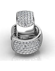 Platinum Elegant Pave Diamond Hoop Earrings containing Sixty-Four Round Brilliant Cut Diamonds Total. 1 CTW