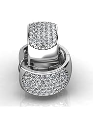 Palladium Elegant Pave Diamond Hoop Earrings containing Sixty-Four Round Brilliant Cut Diamonds Total. 1 CTW