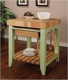 Color Story Sage Green Butcher Block Kitchen Island