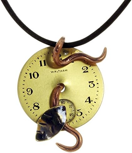 Sincerely Sarah Handcrafted Sculptural Goldtone Watch Face Pendant Corded Necklace