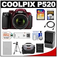 Nikon Coolpix P520 GPS Digital Camera with 32GB Card + Battery & Charger + Case + Tripod + HDMI Cable + Accessory Kit
