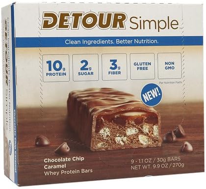 Detour Simple Bars, Chocolate Chip Caramel, 9 pkÿ1.1 ozÿ(Pack of 2)