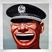 Hand painted Chinese Contemporary Art Oil Painting- cynical realism, iconic laughing policeman face