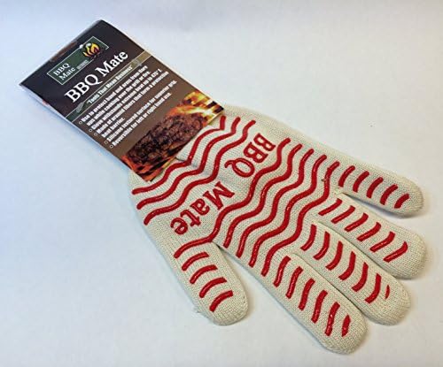 BBQ Mate Ultimate Barbecue Pit Mitt - For Grill or Oven (1, White / Red)