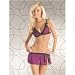 Seven 'til Midnight Chiffon triangle bra & skirt with lace L Wine